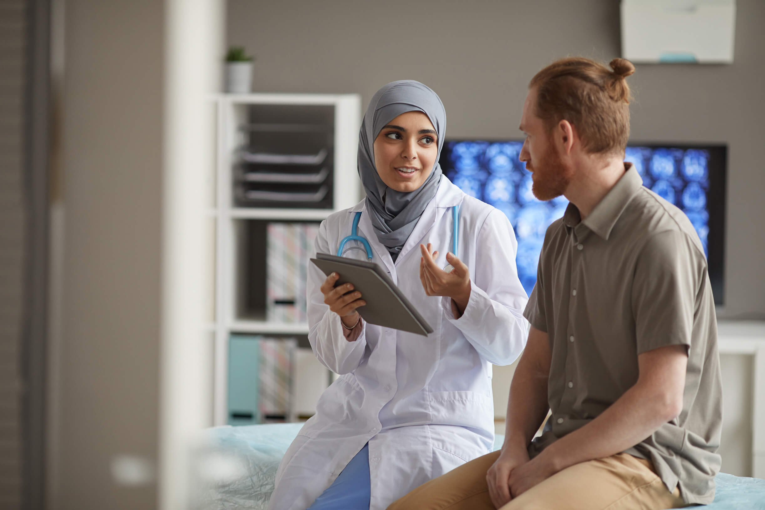 A patient asking questions