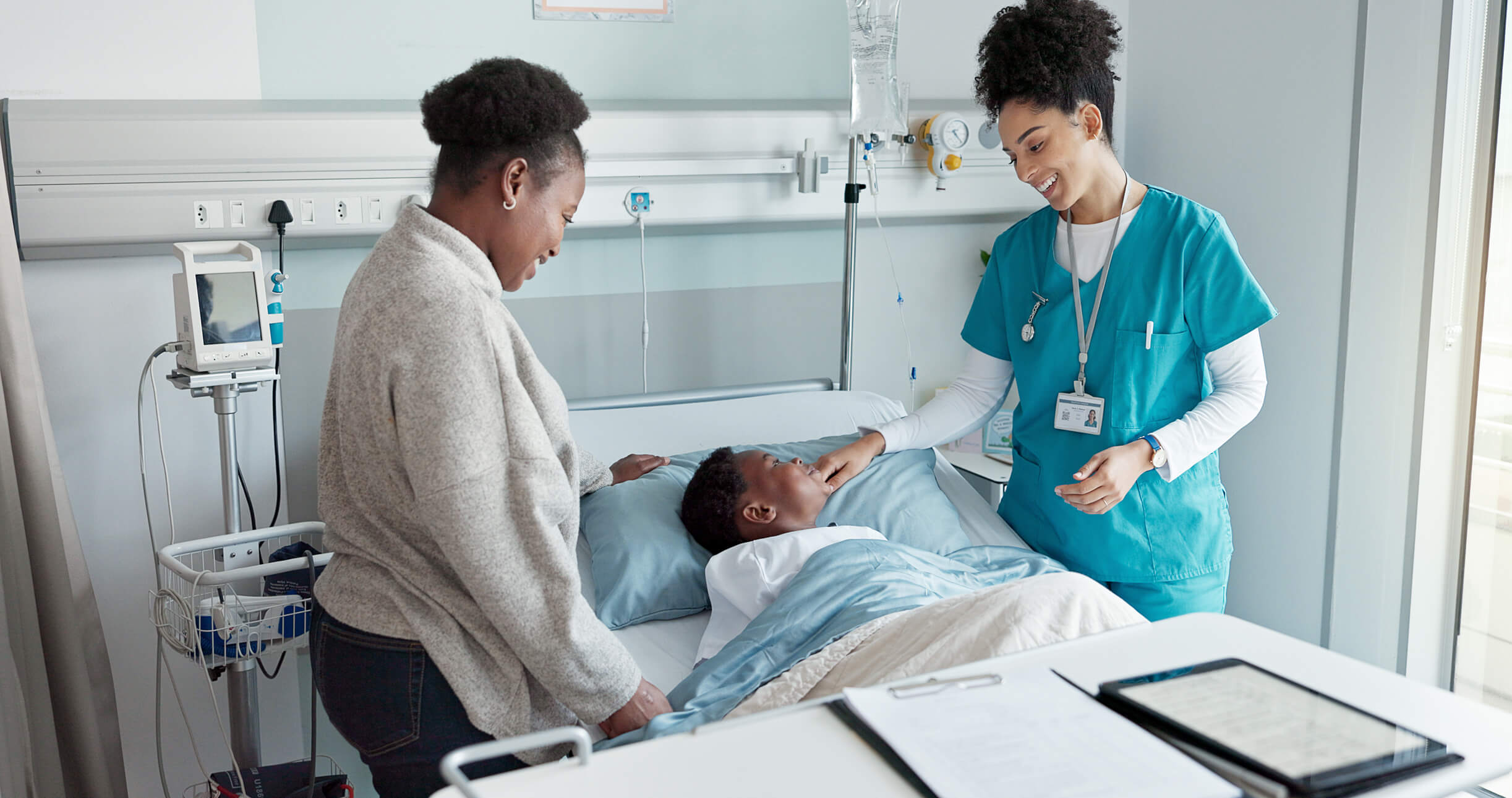 Nurse with a Mother and son