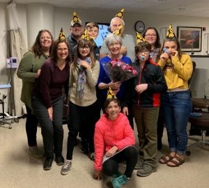 Sharon and her family celebrated her last day of chemotherapy at Riverview Health with party hats, noise makers and a lot of smiles.